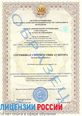 Образец сертификата соответствия аудитора №ST.RU.EXP.00006191-3 Егорлык Сертификат ISO 50001